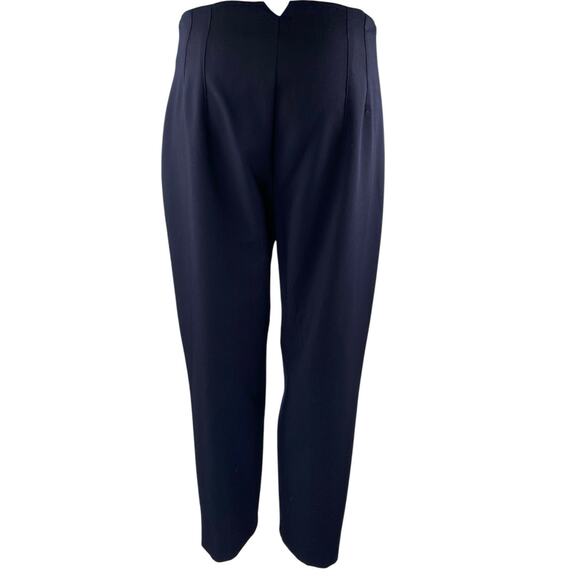 Zara Navy Blue Pleated High Waisted Straight Tapered Trousers Dress Pants Size L - Picture 3 of 4